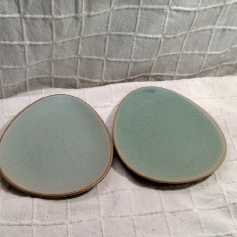 Threshold Stoneware Teal Egg Shaped Ceramic Plates - Teal and Tan